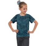 Dark Teal Butterfly Pattern Kids  Mesh Piece Tee