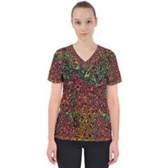 Stylish Fall Colors Camouflage Women s V-neck Scrub Top by SpinnyChairDesigns