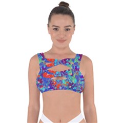 Cosmos Flowers Blue Red Bandaged Up Bikini Top