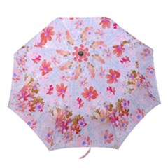 Cosmos Flowers Pink Folding Umbrellas by DinkovaArt