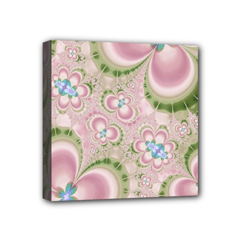 Pastel Pink Abstract Floral Print Pattern Mini Canvas 4  X 4  (stretched) by SpinnyChairDesigns
