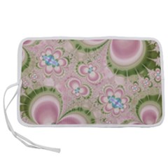 Pastel Pink Abstract Floral Print Pattern Pen Storage Case (l)