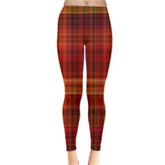 Red Brown Orange Plaid Pattern Leggings 