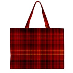 Red Brown Orange Plaid Pattern Zipper Mini Tote Bag