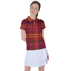 Red Brown Orange Plaid Pattern Women s Polo Tee