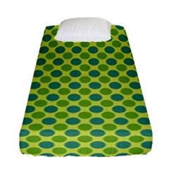 Green Polka Dots Spots Pattern Fitted Sheet (single Size) by SpinnyChairDesigns