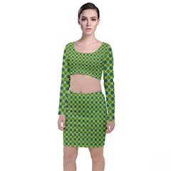 Green Polka Dots Spots Pattern Top And Skirt Sets