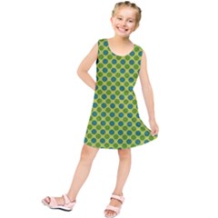 Green Polka Dots Spots Pattern Kids  Tunic Dress