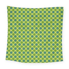 Green Polka Dots Spots Pattern Square Tapestry (large)