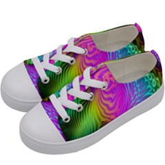 Psychedelic Swirl Trippy Abstract Art Kids  Low Top Canvas Sneakers by SpinnyChairDesigns