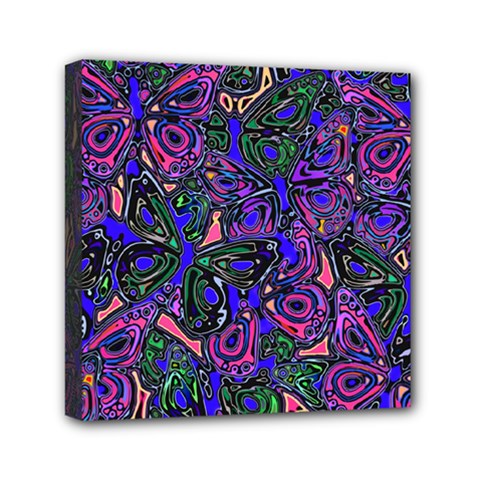 Purple Abstract Butterfly Pattern Mini Canvas 6  X 6  (stretched) by SpinnyChairDesigns