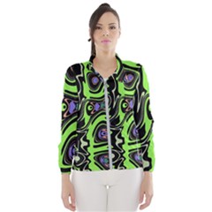 Green And Black Abstract Pattern Women s Windbreaker by SpinnyChairDesigns