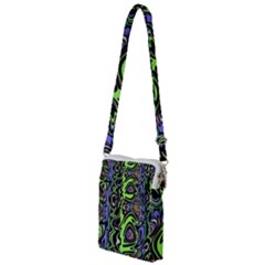 Green And Black Abstract Pattern Multi Function Travel Bag by SpinnyChairDesigns