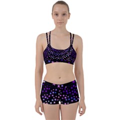 Purple Stars On Black Pattern Perfect Fit Gym Set by SpinnyChairDesigns