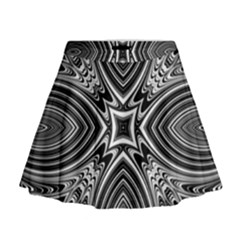 Black And White Intricate Pattern Mini Flare Skirt by SpinnyChairDesigns