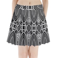 Black And White Intricate Pattern Pleated Mini Skirt by SpinnyChairDesigns