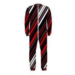 Red Black White Stripes Pattern Onepiece Jumpsuit (kids) by SpinnyChairDesigns