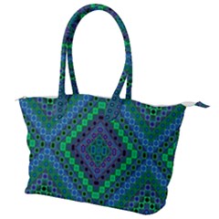Blue Green Diamond Pattern Canvas Shoulder Bag by SpinnyChairDesigns