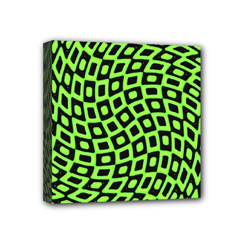 Abstract Black And Green Checkered Pattern Mini Canvas 4  X 4  (stretched) by SpinnyChairDesigns