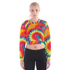 Colorful Dark Tie Dye Pattern Cropped Sweatshirt by SpinnyChairDesigns