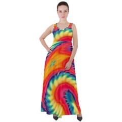 Colorful Dark Tie Dye Pattern Empire Waist Velour Maxi Dress by SpinnyChairDesigns