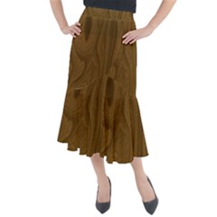 Dark Wood Panel Texture Midi Mermaid Skirt by SpinnyChairDesigns