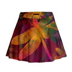 Dragonflies Abstract Colorful Pattern Mini Flare Skirt