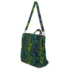 Jungle Print Green Abstract Pattern Crossbody Backpack by SpinnyChairDesigns