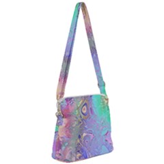 Pastel Marble Paint Swirl Pattern Zipper Messenger Bag by SpinnyChairDesigns