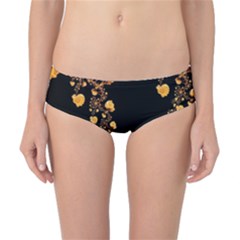 Abstract Gold Yellow Roses On Black Classic Bikini Bottoms by SpinnyChairDesigns
