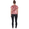 Tea Rose Colored Floral Pattern Short Sleeve Sports Top  View2