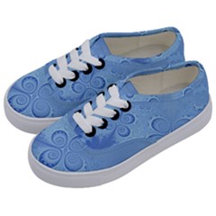 Light Blue Intricate Swirls Pattern Kids  Classic Low Top Sneakers by SpinnyChairDesigns