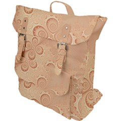 Coral Peach Intricate Swirls Pattern Buckle Up Backpack by SpinnyChairDesigns
