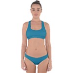 Mosaic Blue Pantone Solid Color Cross Back Hipster Bikini Set