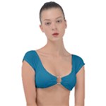 Mosaic Blue Pantone Solid Color Cap Sleeve Ring Bikini Top