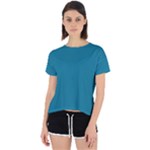 Mosaic Blue Pantone Solid Color Open Back Sport Tee