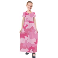 Camo Pink Kids  Short Sleeve Maxi Dress by MooMoosMumma