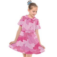 Camo Pink Kids  Short Sleeve Shirt Dress by MooMoosMumma