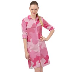Camo Pink Long Sleeve Mini Shirt Dress by MooMoosMumma