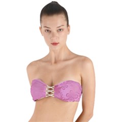 Pink Intricate Swirls Pattern Twist Bandeau Bikini Top by SpinnyChairDesigns