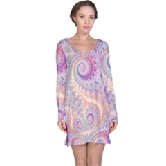 Pastel Pink Intricate Swirls Spirals  Long Sleeve Nightdress