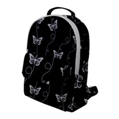 Black And White Butterfly Pattern Flap Pocket Backpack (large) by SpinnyChairDesigns