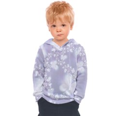 Pale Violet And White Floral Pattern Kids  Overhead Hoodie by SpinnyChairDesigns