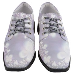 Pale Violet And White Floral Pattern Women Heeled Oxford Shoes by SpinnyChairDesigns