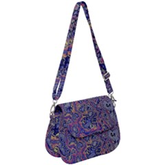 Colorful Marbled Paint Texture Saddle Handbag by SpinnyChairDesigns