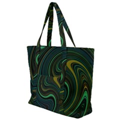 Dark Green Swirls Zip Up Canvas Bag by SpinnyChairDesigns