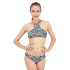 Ugliest Pattern In The World High Neck Bikini Set by SpinnyChairDesigns