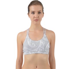 White Abstract Paisley Pattern Back Web Sports Bra by SpinnyChairDesigns