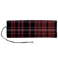 Black And Red Striped Plaid Roll Up Canvas Pencil Holder (m) by SpinnyChairDesigns