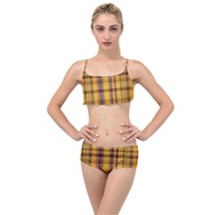 Madras Plaid Yellow Gold Layered Top Bikini Set by SpinnyChairDesigns